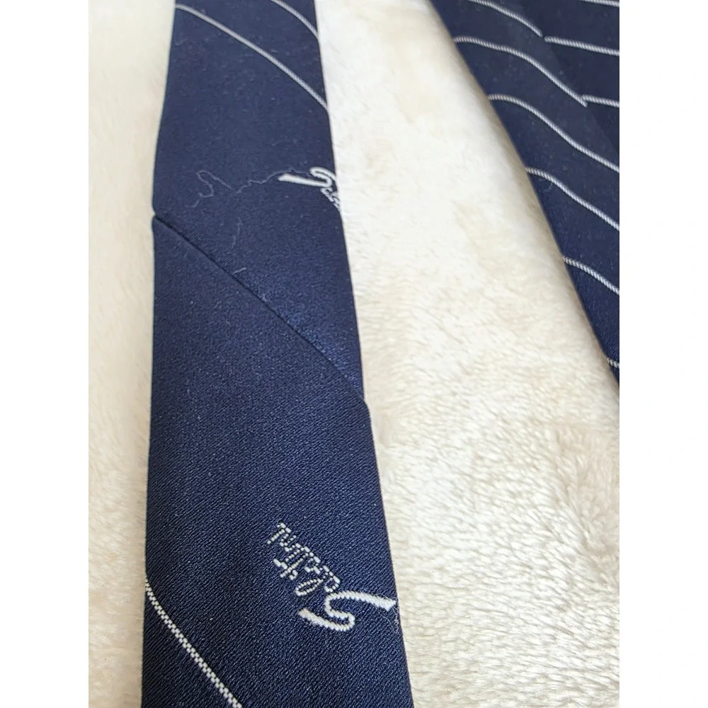 Sabatini‎ Mens Silk Blend Necktie Navy Blue White Diagonal Pinstripe Formal Tie